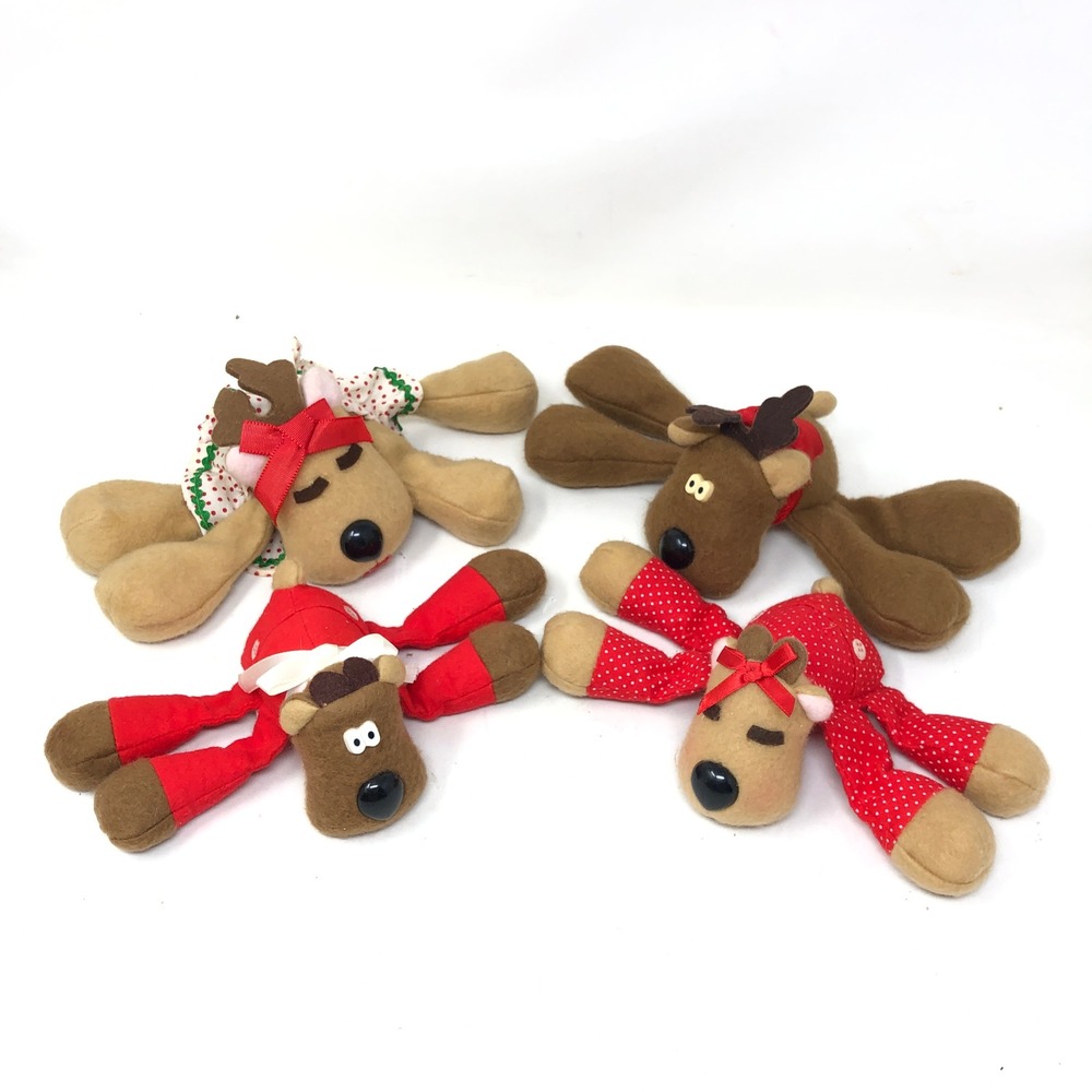 Vintage Hallmark‎ Reindeer Plush Lot Rodney Randy Ramona Rhonda Full Set 1986
